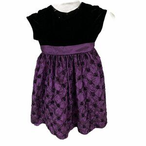 American Princess Girl's Size 4T Formal Dress Purple Velvet Satin w. Sash
